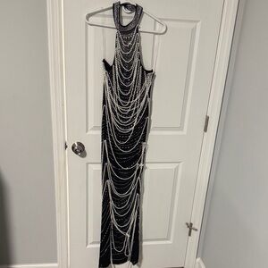 Fashion Nova Black Dress with White Bead Accents